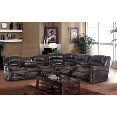 Canapé modulaire inclinable en faux cuir de 83 po de largeur Murawski