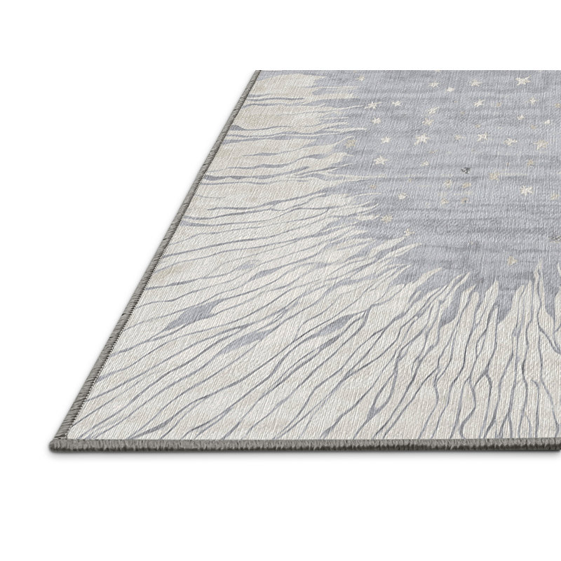 Tapis gris lavable à la machine, Rectangle 5 pi x 7 pi