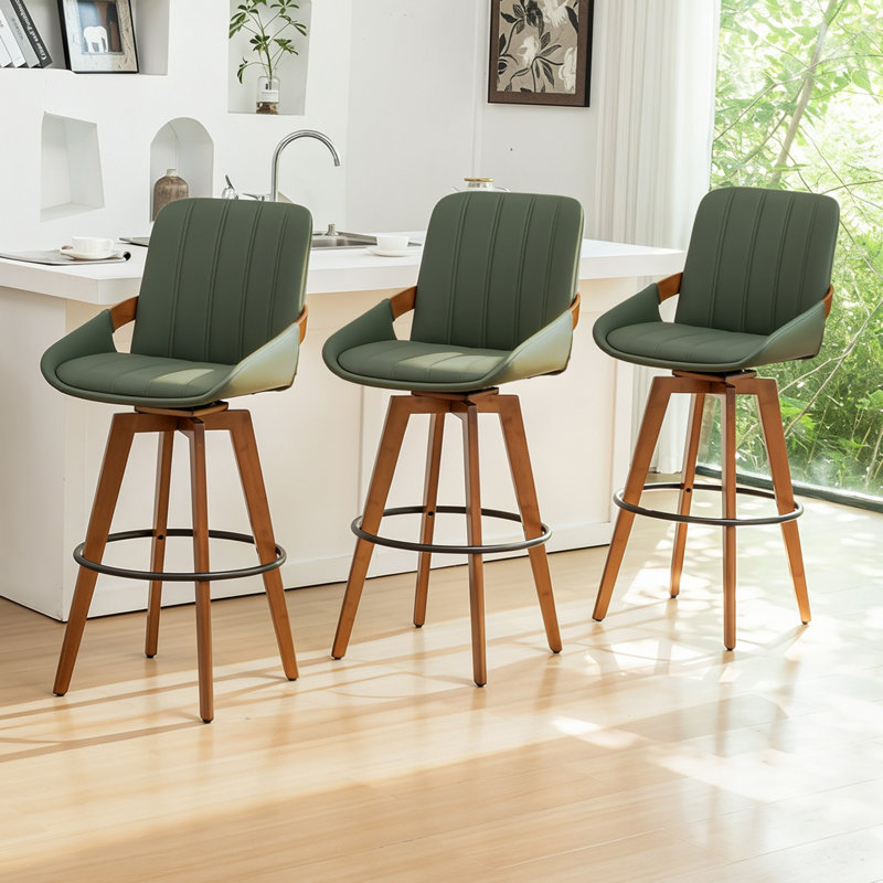 Upholstered Counter Stool, Green, Bar Stool (74.9cm Seat Height), 3