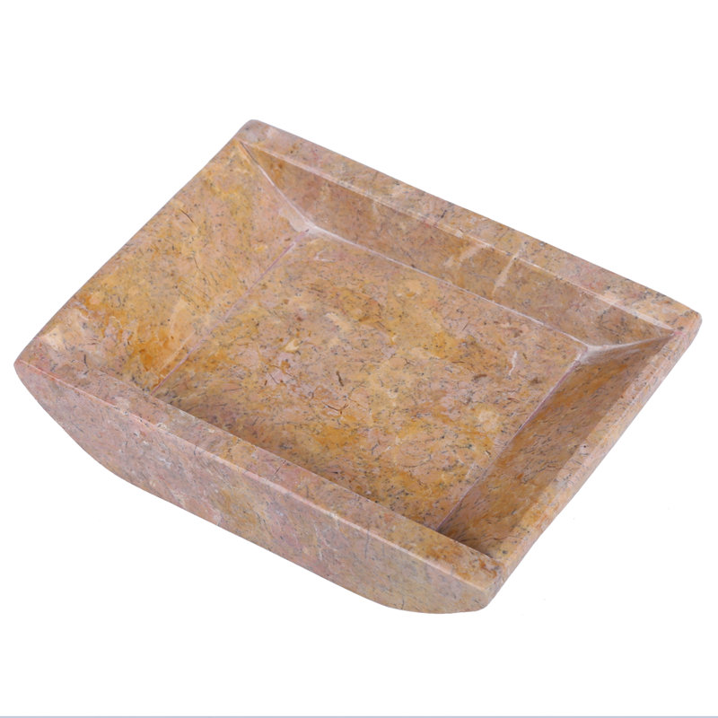 Creative Home Natural Champagne Marble Boat Shaped Candle Holder Tray Accessory Organize Tray Bathroom Countertop Organizer