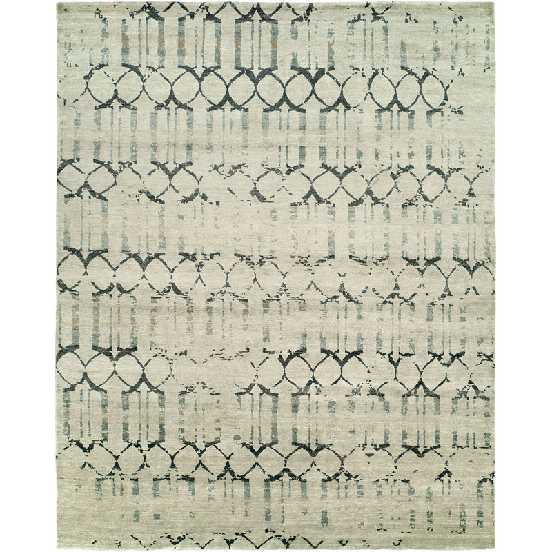 Tapis ivoire noué à la main Lewistown, Rectangle 4 pi x 6 pi