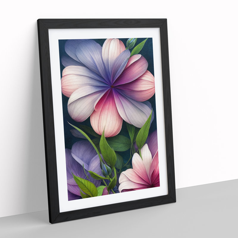 Blooming Flowers - Wall Art, Black Framed, 66cm H x 48cm W x 2cm D, White
