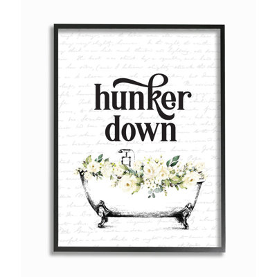 «Hunker Down Quote Floral Bathroom Tub Relaxation» par Ziwei Li - impression