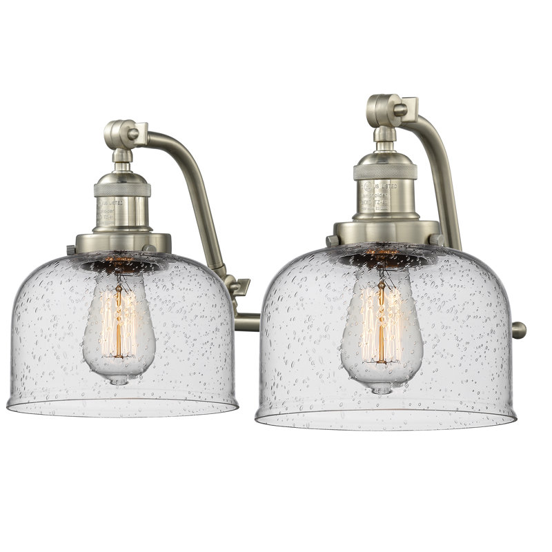 Éclairage pour salle de bain 2 lumières Bonomo Bell, Nickel satiné brossé, Grainé, Ampoule non incluse