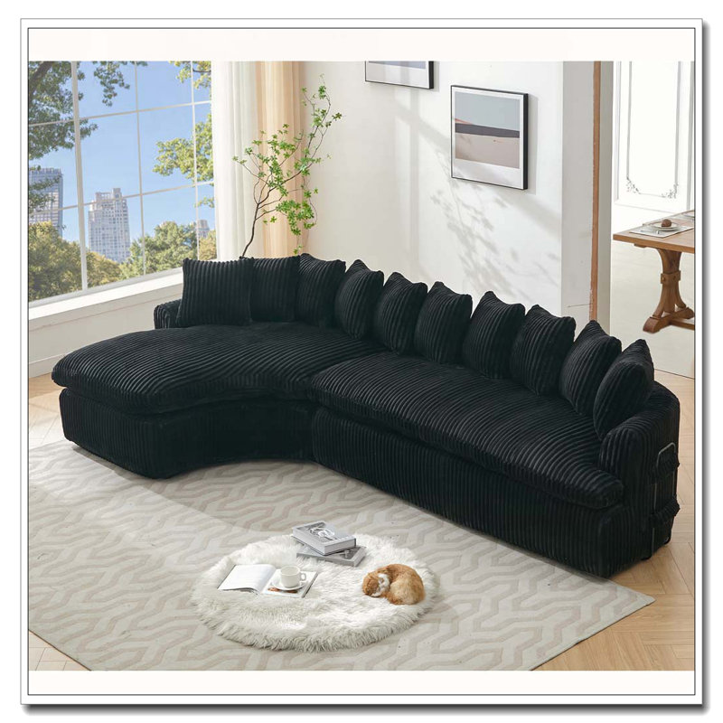 Grand canapé modulaire 127 po, Black Corduroy