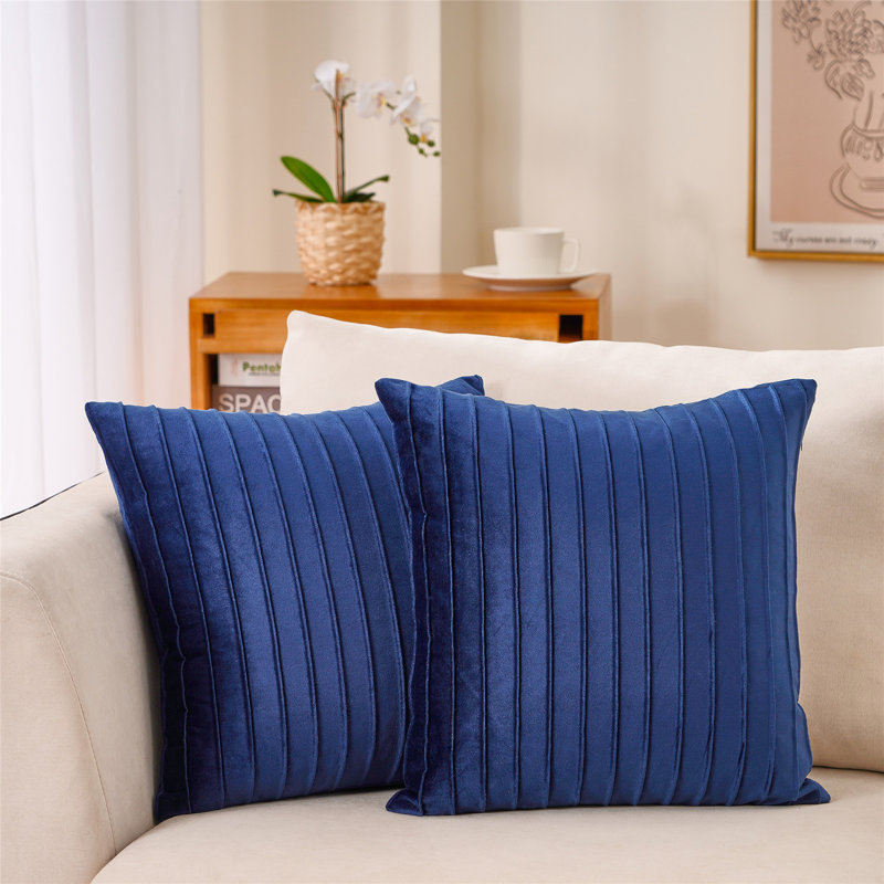 Housse de coussin en velours WARISI, Marine, 20 po x 20 po