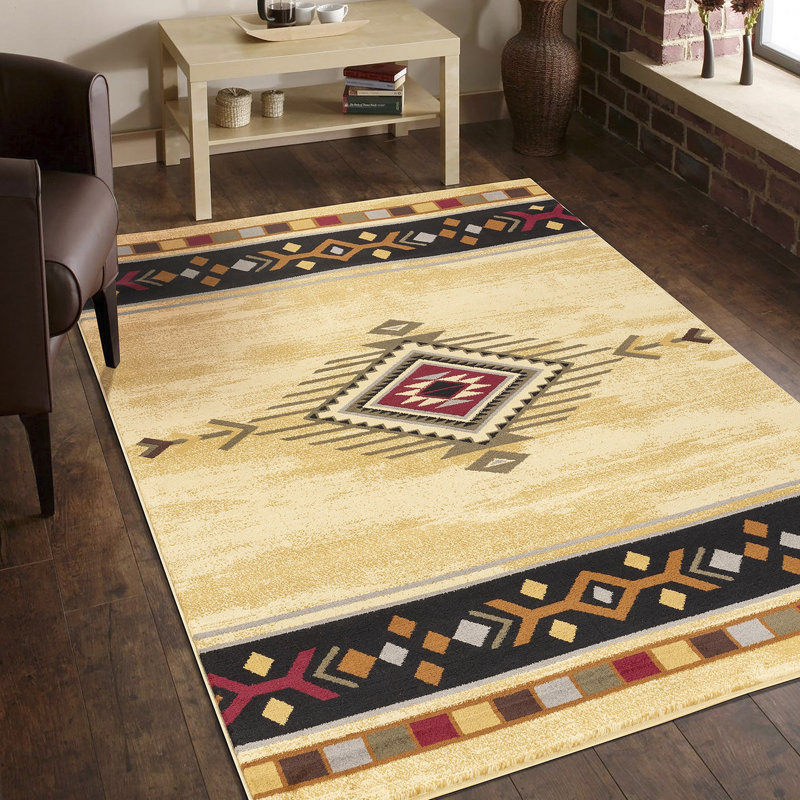 Tribes Cream  Southwest Area Rug, Rectangle 2' x 3'