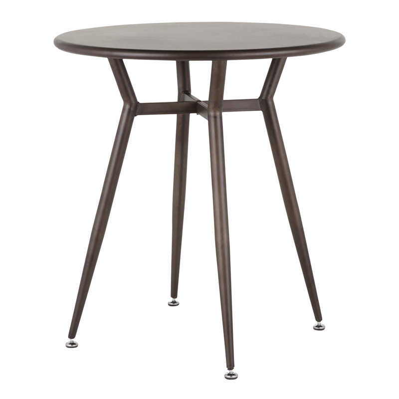 Clara Industrial Round Dinette Table In Antique Metal By, Brown
