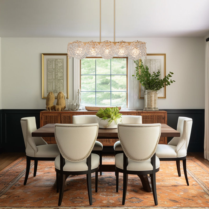 Clayre 5-Light Dimmable Unique/Statement Chandelier With  Water Ripple Glass, 7.5" H x 33" W x 9" D
