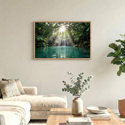 Ensemble de 1 tableau sur toile représentant une cascade tropicale