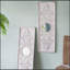 Ensemble de 2 grands panneaux d'art mural en bois avec finition blanche patinée et décorations de miroir rond, 17 po x 48 po