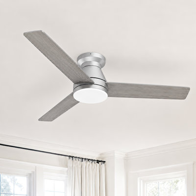  52" Flush Mount Ceiling Fan with Light Remote, Dual-Sided Blades, Quiet DC Motor Reversible Airflow, 6-Speed Modern Low Profile Ceiling Fan for Bedrooms Living Room