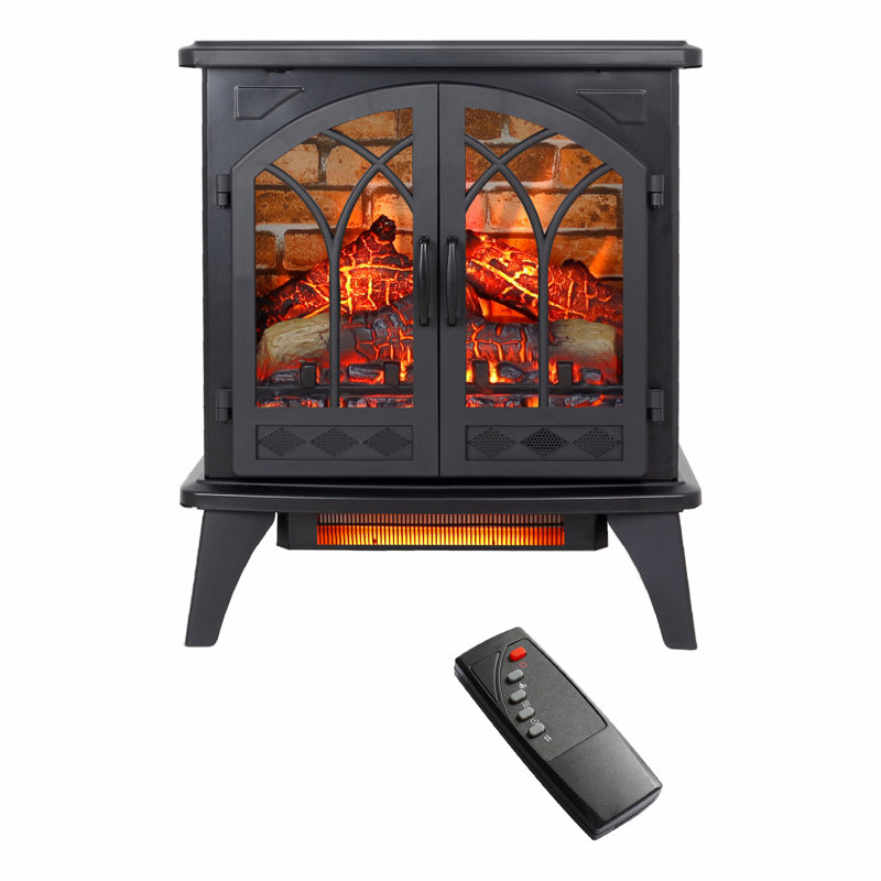 24" 3D Flame Electric Infrared Quartz Fireplace Stove With Remote Control