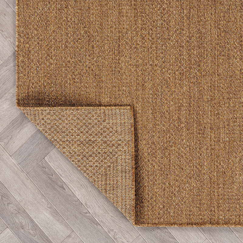 Diamond Grid Natural/Jute Easy-Care Indoor/Outdoor Flat Woven Area Rug, Rectangle 2' x 3'