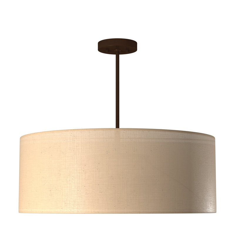Lustre à abat-jour cylindrique 6 lumières, Bronze foncé, Crème, crème