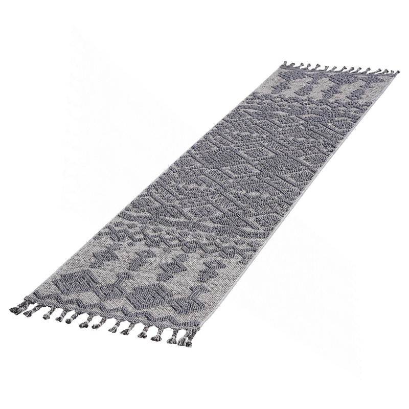 Collection White/Gray /Traditional Indoor/Outdoor Area Rug, Runner 2'2" x 8'