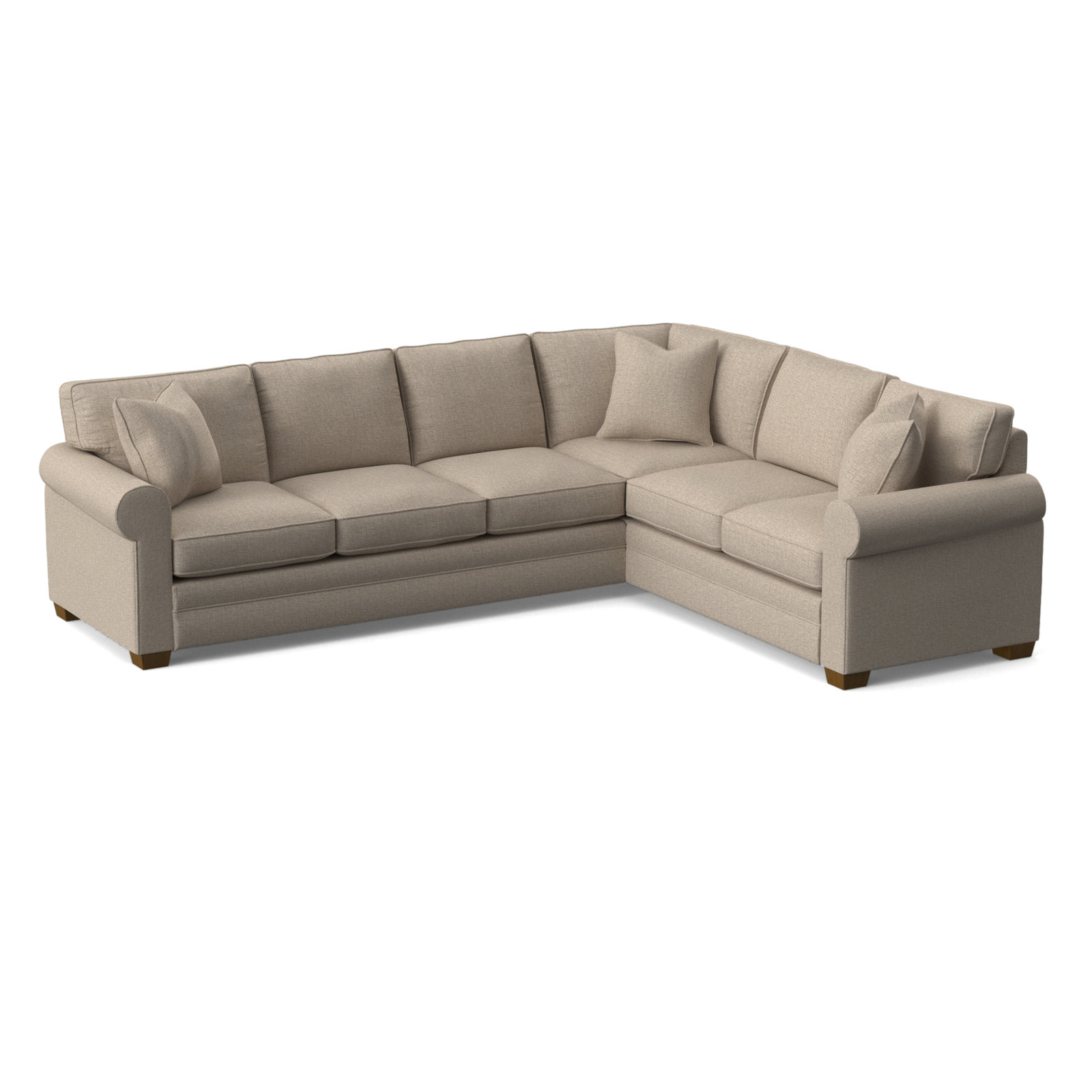 Bedford Upholstered L-Sectional, Havana Finish, Eggshell Crypton Performance; 0884-93, Right Hand Facing