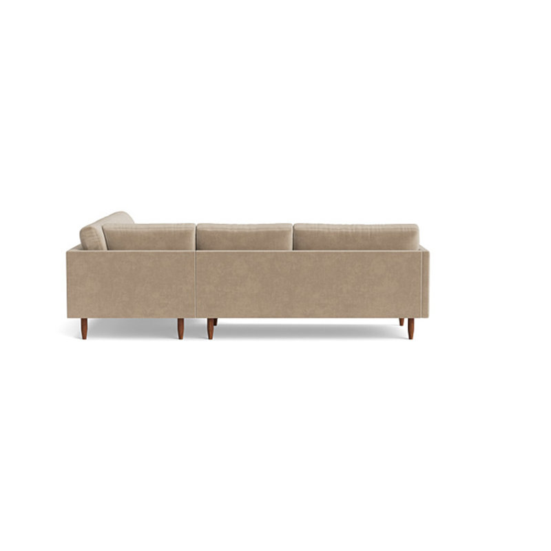 Skinny Fat Sectional, Velvet - Beige, Right Hand Facing