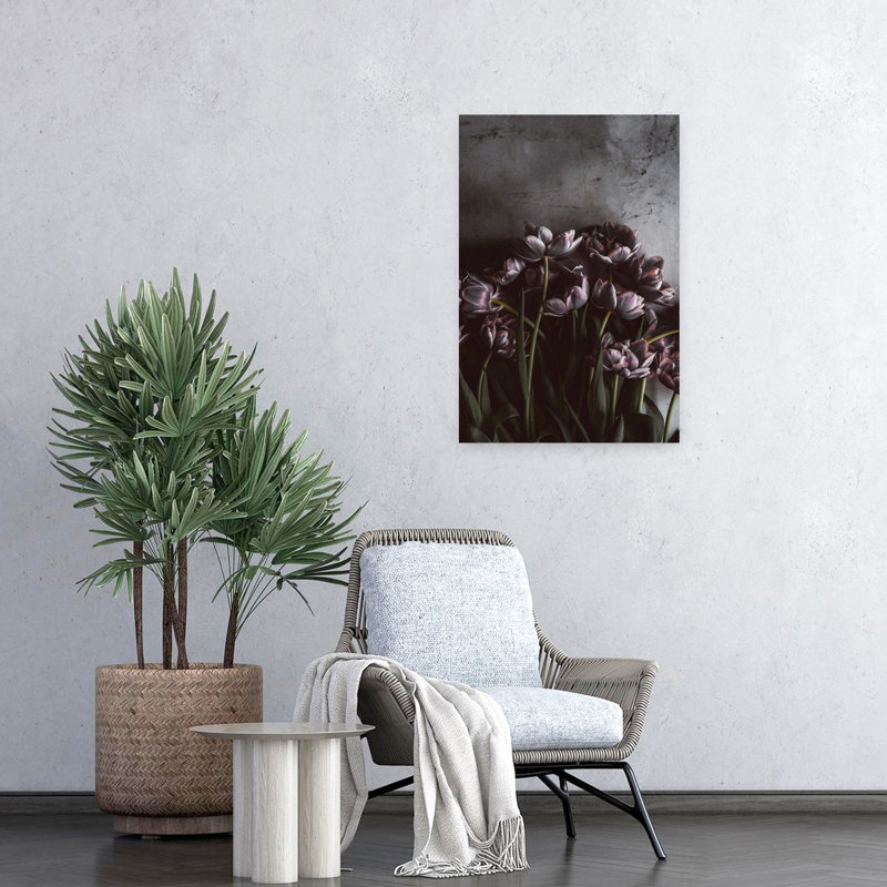 Tulipes foncées, art contemporain de tulipes, H 24 po x l 16 po
