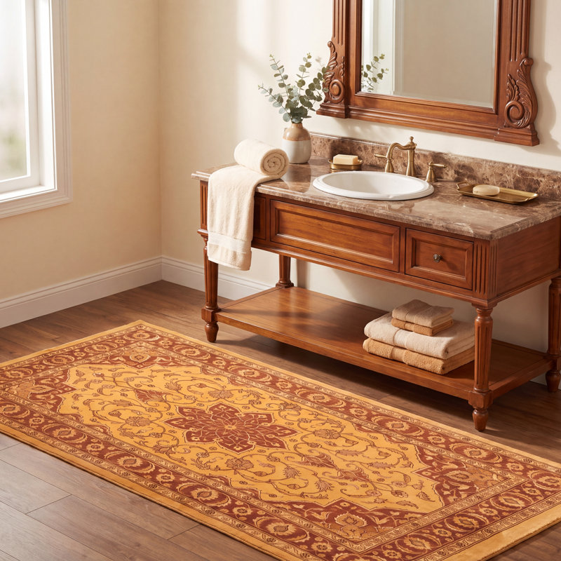Tapis persan traditionnel avec médaillon, orange, vert et crème, lavable à la machine, antidérapant, à poils courts, pour l'intérieur et l'extérieur, adapté aux animaux de compagnie, idéal pour le salon, la chambre, la salle à manger, l'entrée, le corridor ou le bureau.