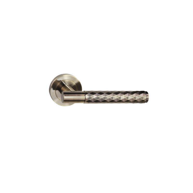 Golden Grace Knurled Diamond Cut T-Bar Door Handle Lock Set with Thumbturn and Mortise Lock