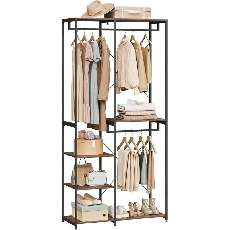Mahurin 90cm Clothing Rack, Black/Vintage Wood