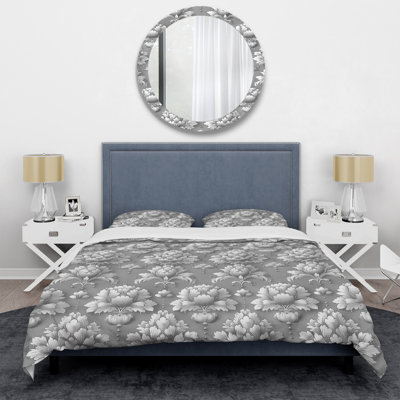 Ensemble de housse de couette Grey Flower Blooms - Glam