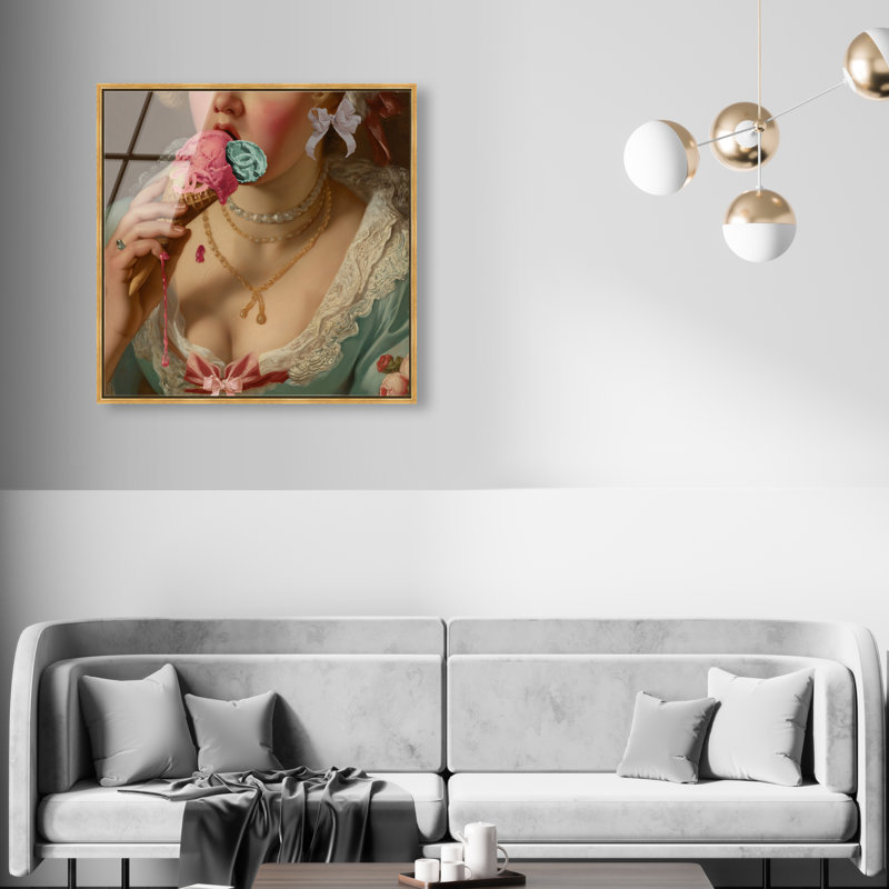 Marie Ice Cream Canvas Food & Beverages Print by Oliver Gal, 31"H x 31"W, Gold Frame
