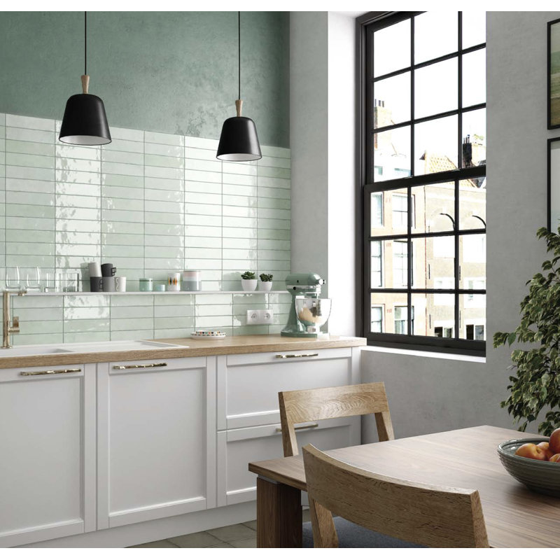 Tribella | 2.5" X 10" Porcelain Wall Tile, Seaglass green