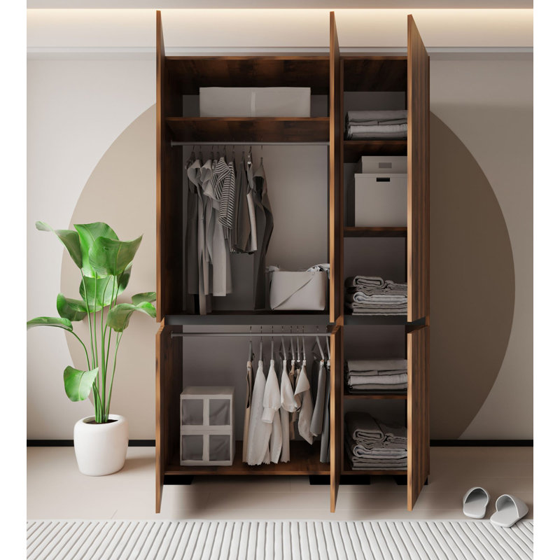 Armoire rustique avec tablettes multiples, noyer et anthracite, 53,1 po x 82,7 po x 20,5 po | Panneau de particules 100% mélaminé, pieds en plastique | Support mural, capacité de tablette de 66,1 lb | Solution de rangement élégante pour la maison