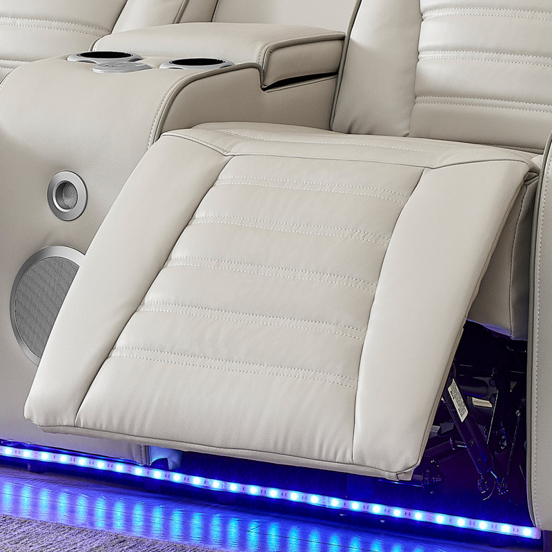 Fauteuil inclinable électrique de 38,25 po en cuir respirant avec accoudoirs carrés avec accoudoirs de rangement et appui-tête électrique