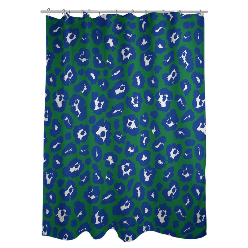 Rideau de douche simple à imprimé animal, Vert / Bleu / Blanc