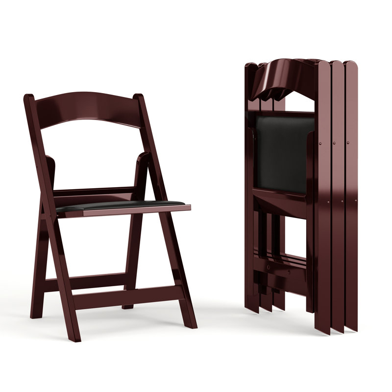 Thornfeldt Upholstered Folding Event Chairs with Padded Seats, Red Mahogany 
