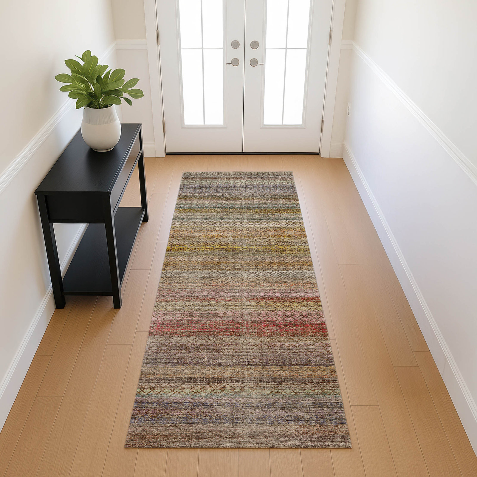 Tirico Geometric Casual Rug, Chocolate, 2'3" x 7'6" Runner