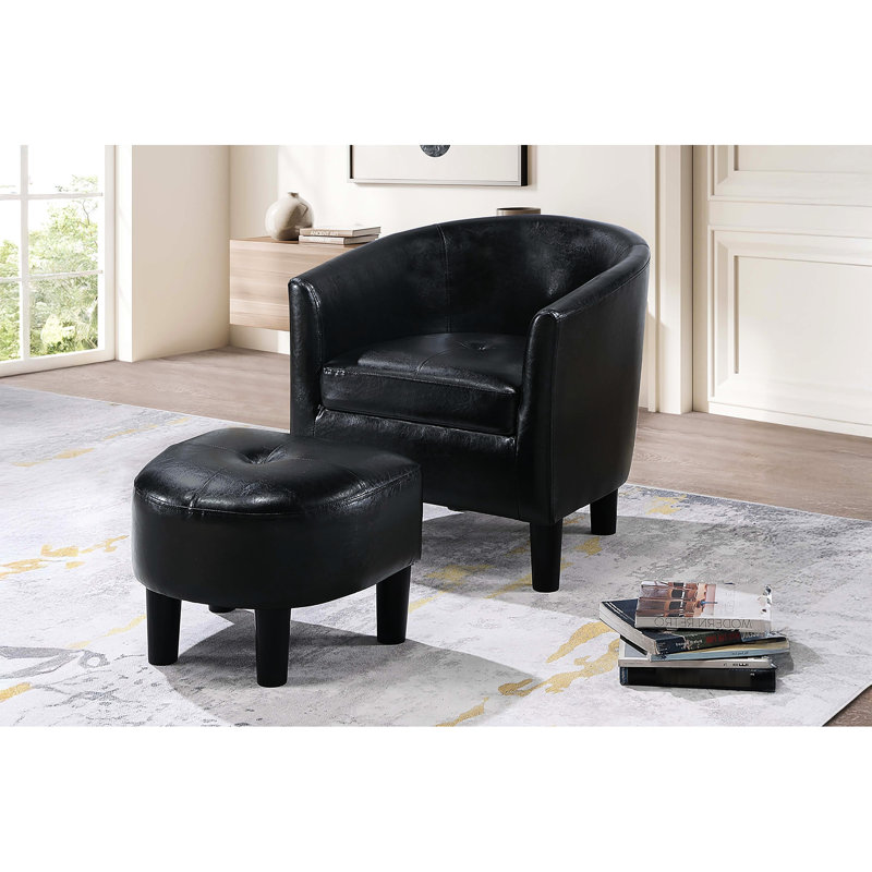 Fauteuil contemporain noir rembourré et assorti, ressort en S, sangle, quincaillerie, convient pour créer une nappe ouatée en fibres, mousse, ajoute un attrait visuel à la pièce