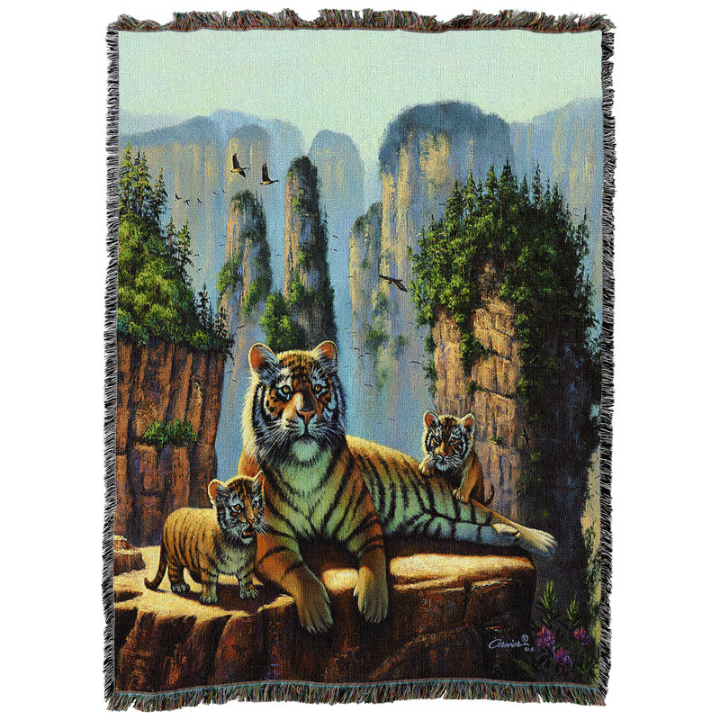 Pure Country Weavers Zhang Tiger Blanket by Wil Cormier - Gift Tapestry Throw Woven from Cotton - Made in the USA (72x54)