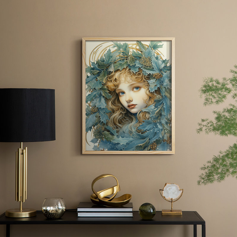 Reproduction d'art encadrée en bois massif Christmas Christmas, H 15 po x l 12 po, Naturel