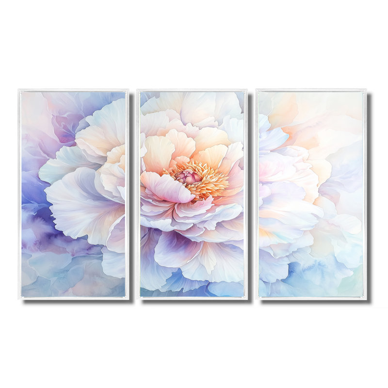 Pivoine de printemps en pleine floraison II - ensemble d'art mural pivoine, H 28 po x l 36 po, Blanc