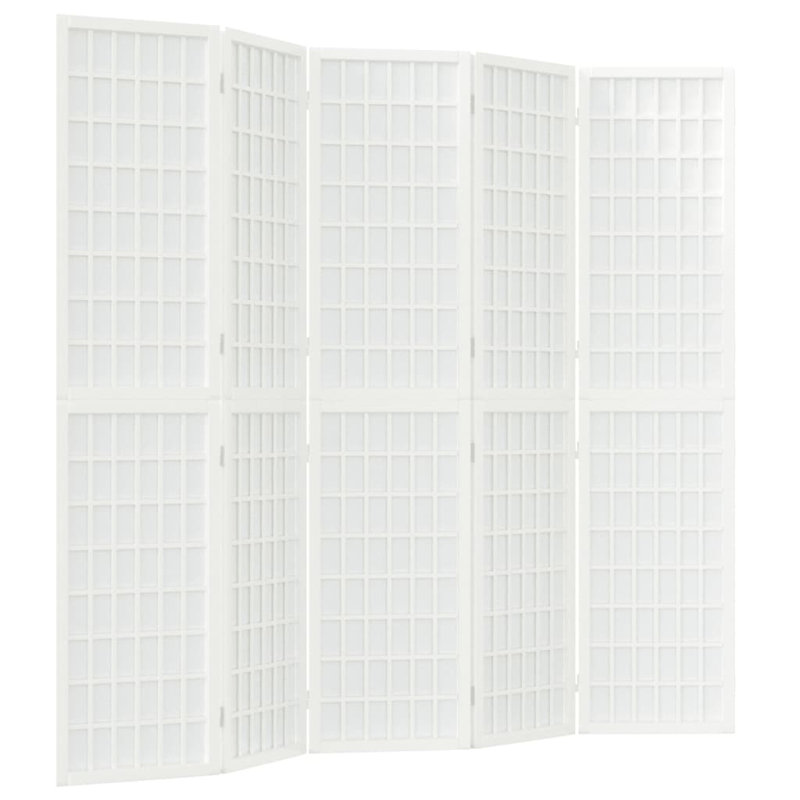 Leunne 170cm H Solid Wood Folding Room Divider, 5, White