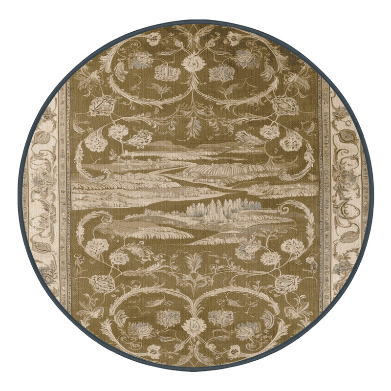 Tapis brun lavable à la machine, Rond 5 pi