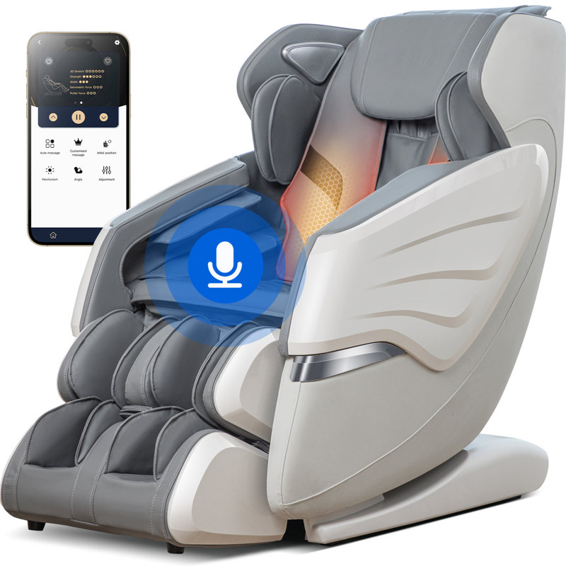 Heated Massage Chair, White/Grey