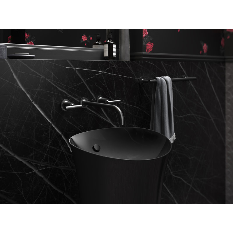Purist Wall Mounted Bathroom Faucet, Matte Black, Lever Handle