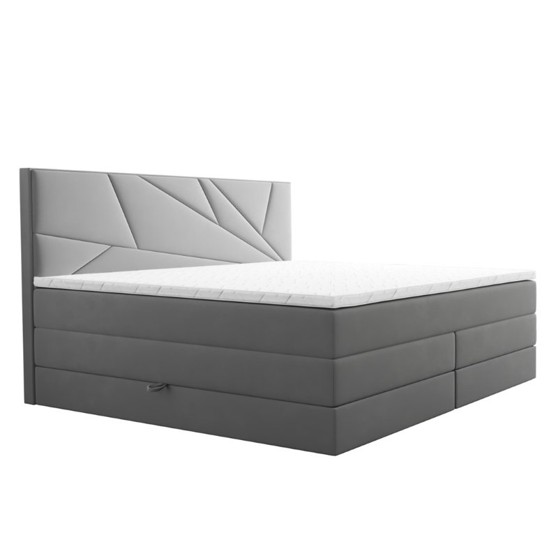 Boxspring Bed Varde with Storage, 140 x 200cm, Gray