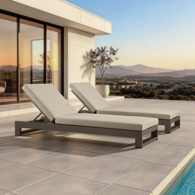KOVA Minimalist Aluminum Outdoor Chaise Lounge (Set of 2)