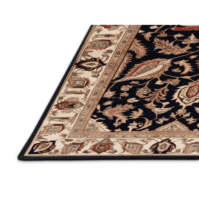 Machine Washable Persian Brown Area Rug, Rectangle 6' x 9'