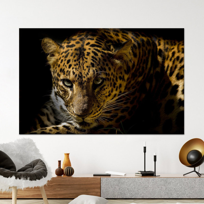 Art mural en verre trempé léopard: Toile à imprimé animal sauvage, 1P, 39,4 po H x 63,1 po l