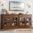Walnut Wood Buffet Cabinet with Glass Door and Drawer, 35.4" Storage Sideboard, Modern Dining Room and Kitchen Furniture-462668293