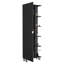 Armoire d'angle avec cinq tablettes ouvertes