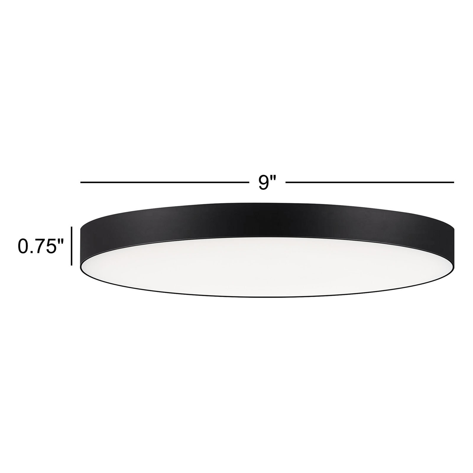 Warrenton Single Light Acrylic LED Flush Mount, 0.75" H 9" W x 9"D, Black