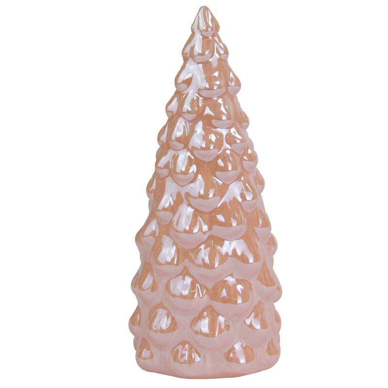Arbre de Noël en céramique rose doux 8,5 "